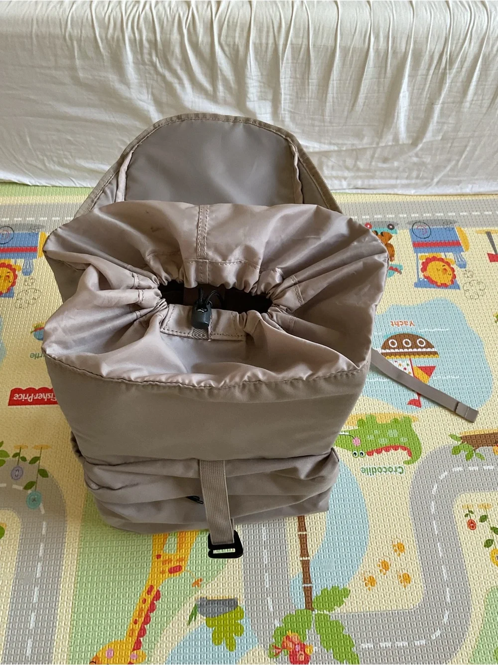 K-Way Beige  Backpack with Front Zip Pocket easily unisex